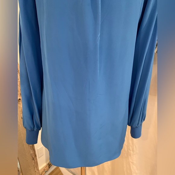 TIBI Pintuck Silk Tunic Long Sleeve Blouse In Azure Blue Size 2 - Picture 12 of 16